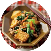 厚揚げと小松菜のピリ辛炒め