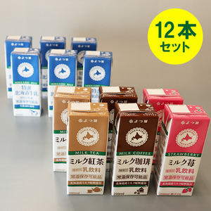 よつ葉特選北海道牛乳6本、苺・珈琲・紅茶 （200ml）各2本[常温保存可能品]【6本・各2本セット】